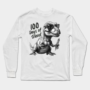 100 days of school T-Rex With Glasses Long Sleeve T-Shirt